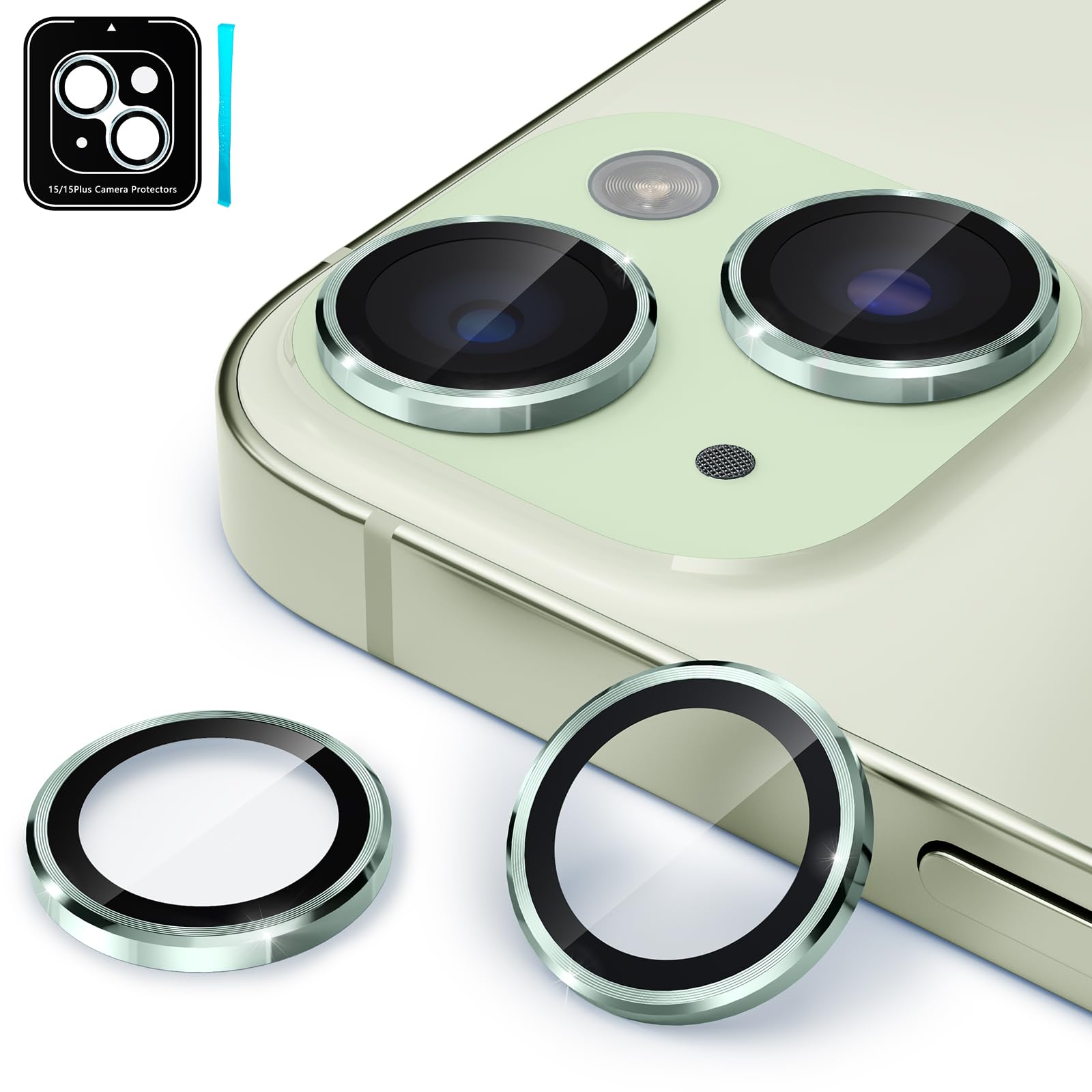 CloudValley for iPhone 15 Plus/iPhone 15 Camera Lens Protector, Ultra-HD Tempered Glass Camera Cover [Case-Friendly] Metal Individual Lens Screen Protective Ring, Green (B0CKQDGZ29) Amazon Price History, Amazon Price Tracker