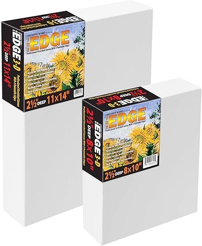 Miniatura 6 de Creative Mark The Edge - Lienzo de algodón de lujo de 2-12 pulgadas para pintar, 24 x 24 pulgadas, paquete de 3, peso imprimado de 14 onzas,