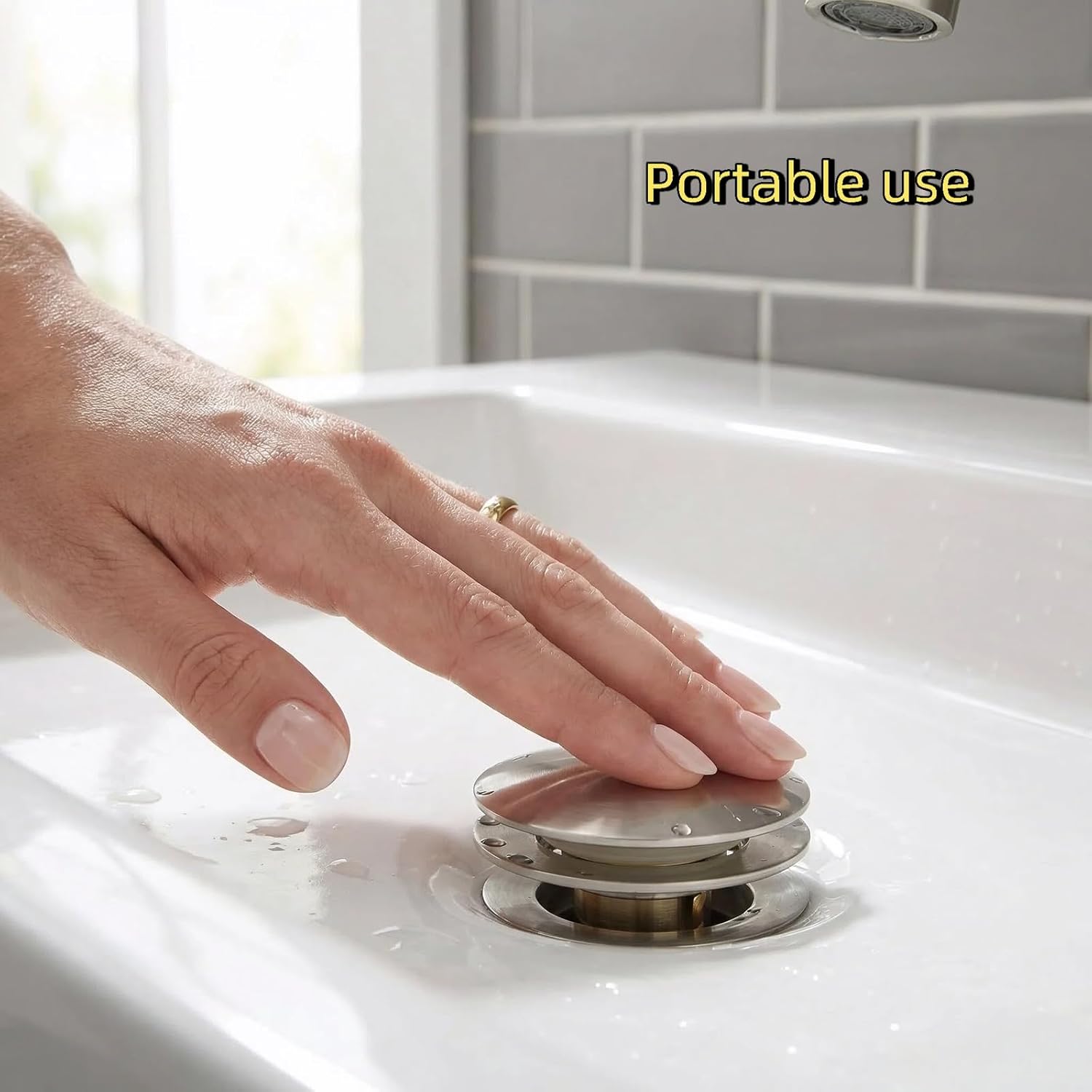 Bathroom Sink Drain, Drain Stopper Bathroom Sink with Overflow, Assembly with Detachable Strainer Basket, Built in Anti Clogging Pop Up Drain Strainer, Stainless Steel Polishing 1Pcs