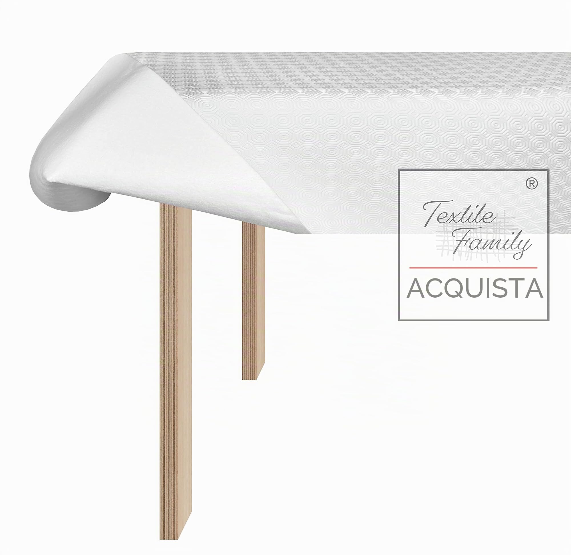 Tex Family Ottocento – Sottotovaglia Mollettone Salva Tavolo Bianco – PVC Gommato Antiscivolo e Feltro Antiurto 3 mm – Copritavolo Proteggi Tavolo Antimacchia Lavabile – Made in Italy – Cm. 140x260