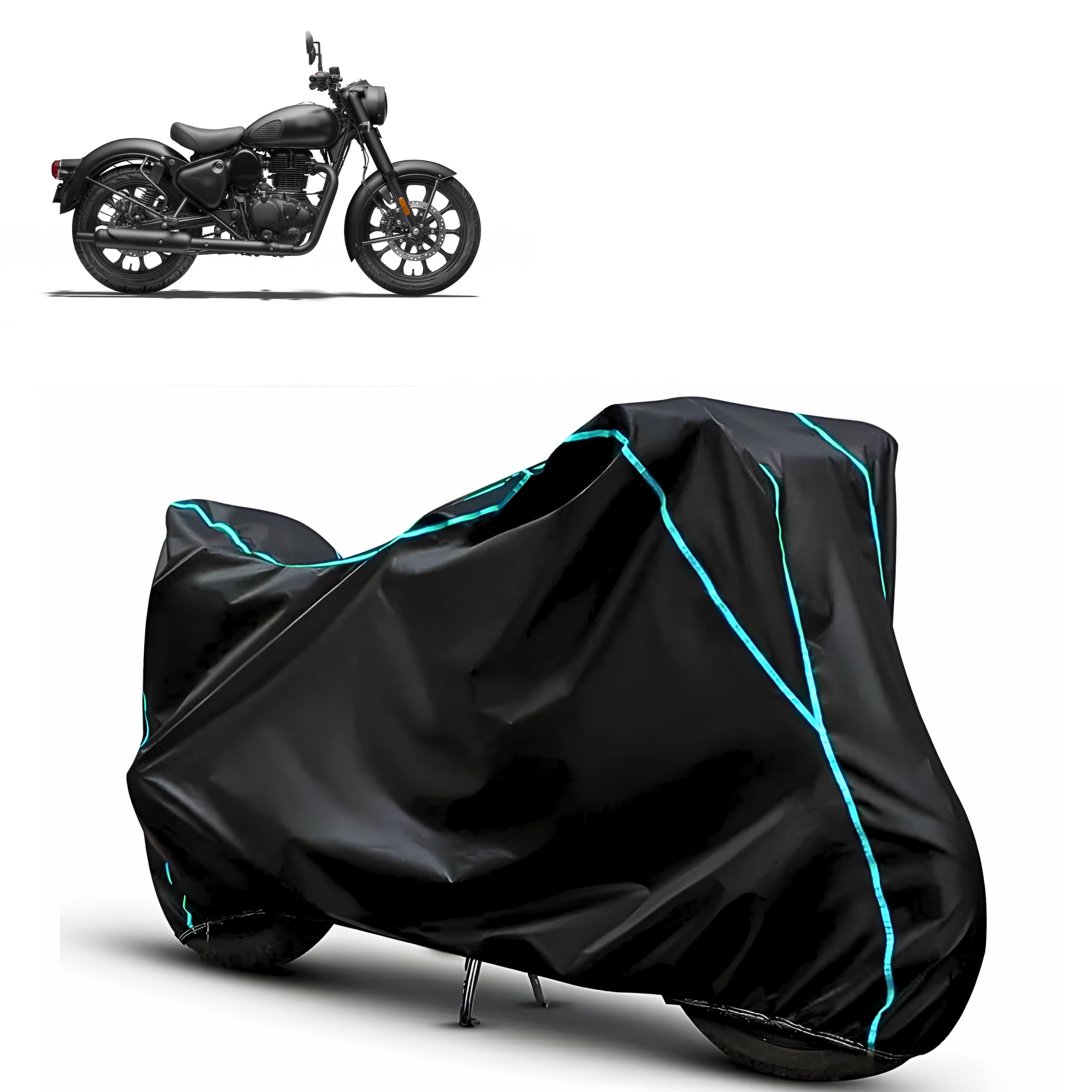 FAVY Waterproof Bike Cover Compatible with Royal Enfield Classic 350 | Dust Proof & UV Protection Bike Body Cover | Wind Proof Elastic Bottom Motorcycle Cover