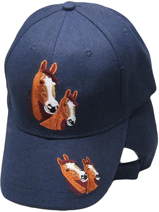 Horses Horse Head(s) Navy Blue Embroidered Cap Hat RAM at Amazon Men’s