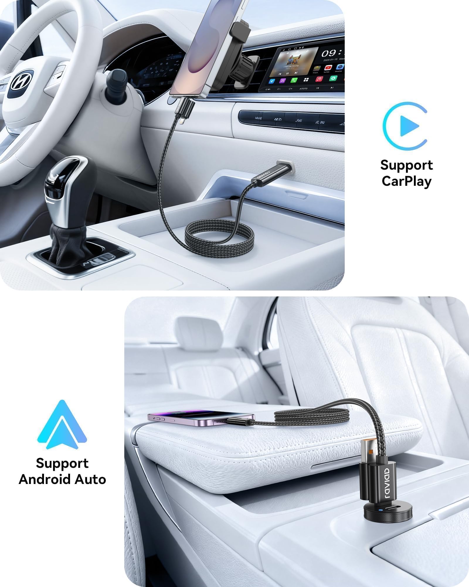 RAVIAD Multi kabel do ładowania [3 M] 4 w 1 wielokrotny kabel 100 W PD z USB C/USB A na Lightning/typ C, interfejs USB do ładowania dla iPhone 17/16/15/14 Pro, Samsung S25/S24/S23, MacBook, iPad