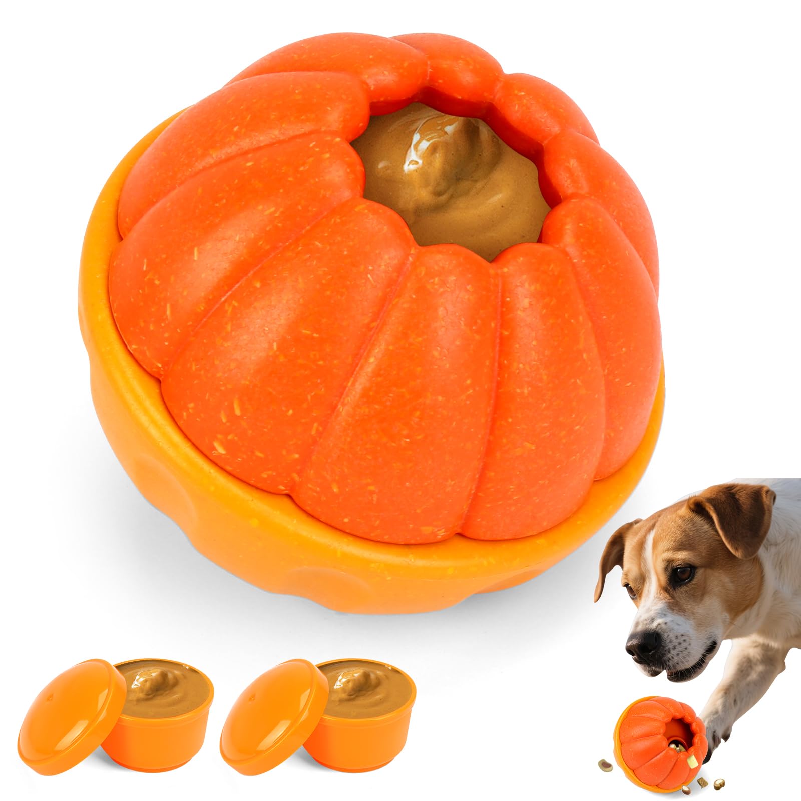 Yummy Sam Frozen Treat Dispensing Dog Toy Ball, Freezable Durable Interactive Puzzle Chew Toys to Keep Busy for Aggressive Chewers, Slow Feeder for