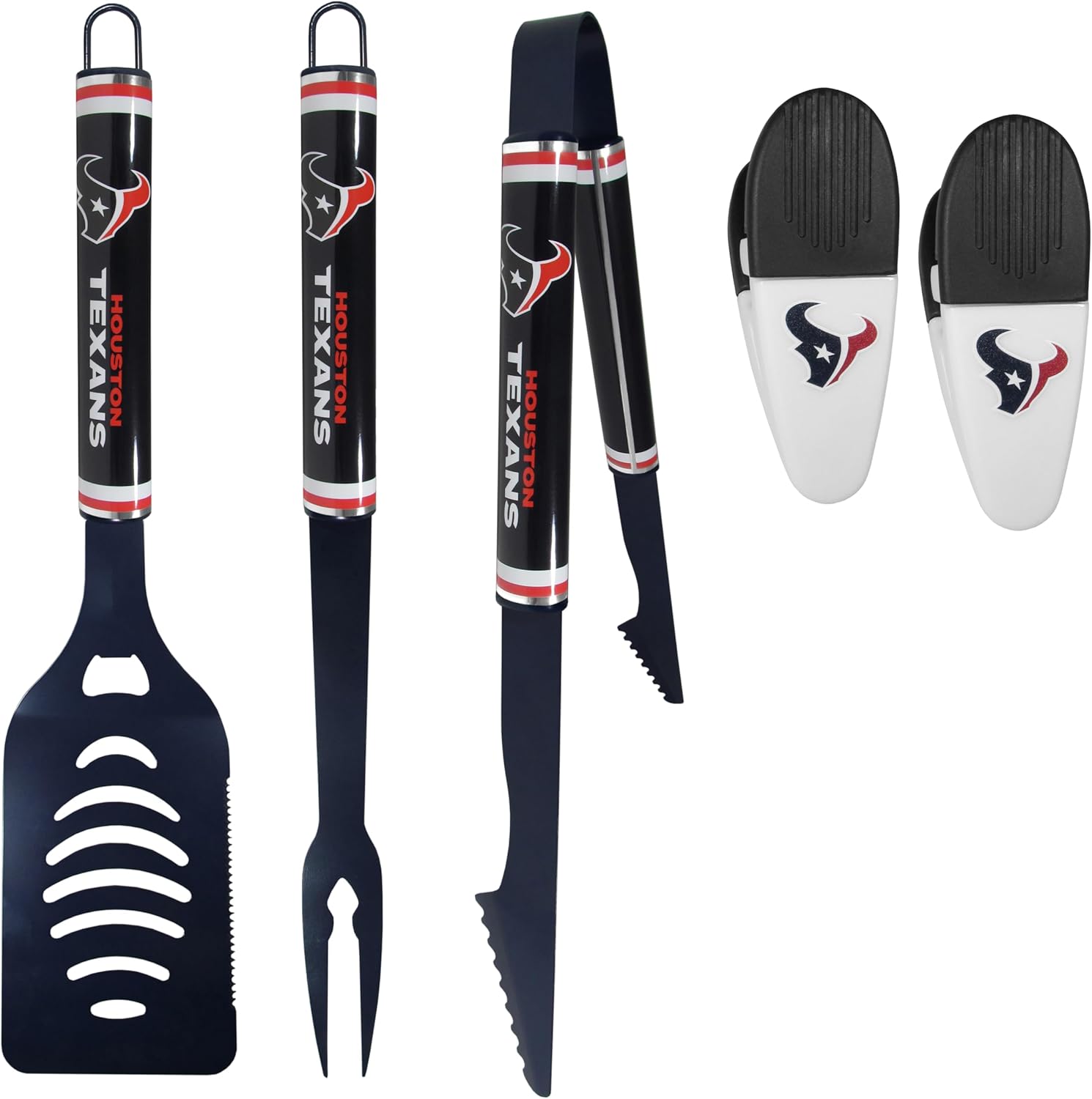 Siskiyou NFL Houston Texans 3 pc Logo BBQ Tools w/Chip Clips, One Size, Team Colors