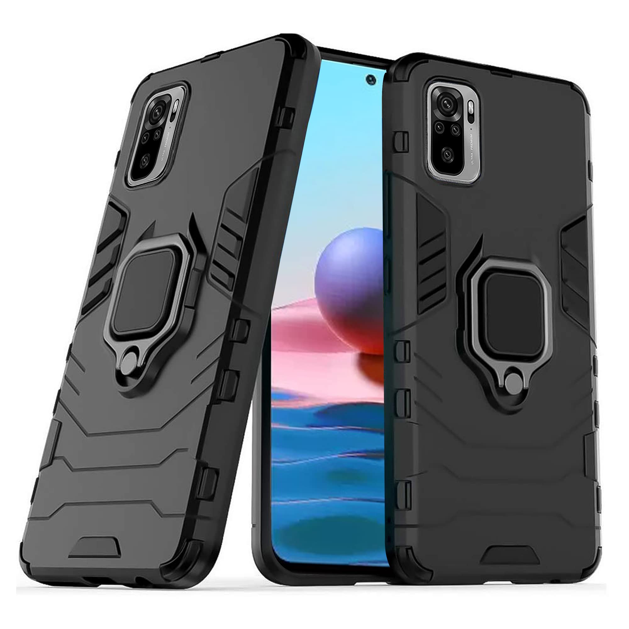 CEDO Rugged Redmi Note 10 / Note 10S (4G) Defender Case | Rotating Ring Holder & Kickstand in-Built | Military Grade Armor | Bumper Back Cover (Black) (B08ZDK8WXP) Amazon Price History, Amazon Price Tracker