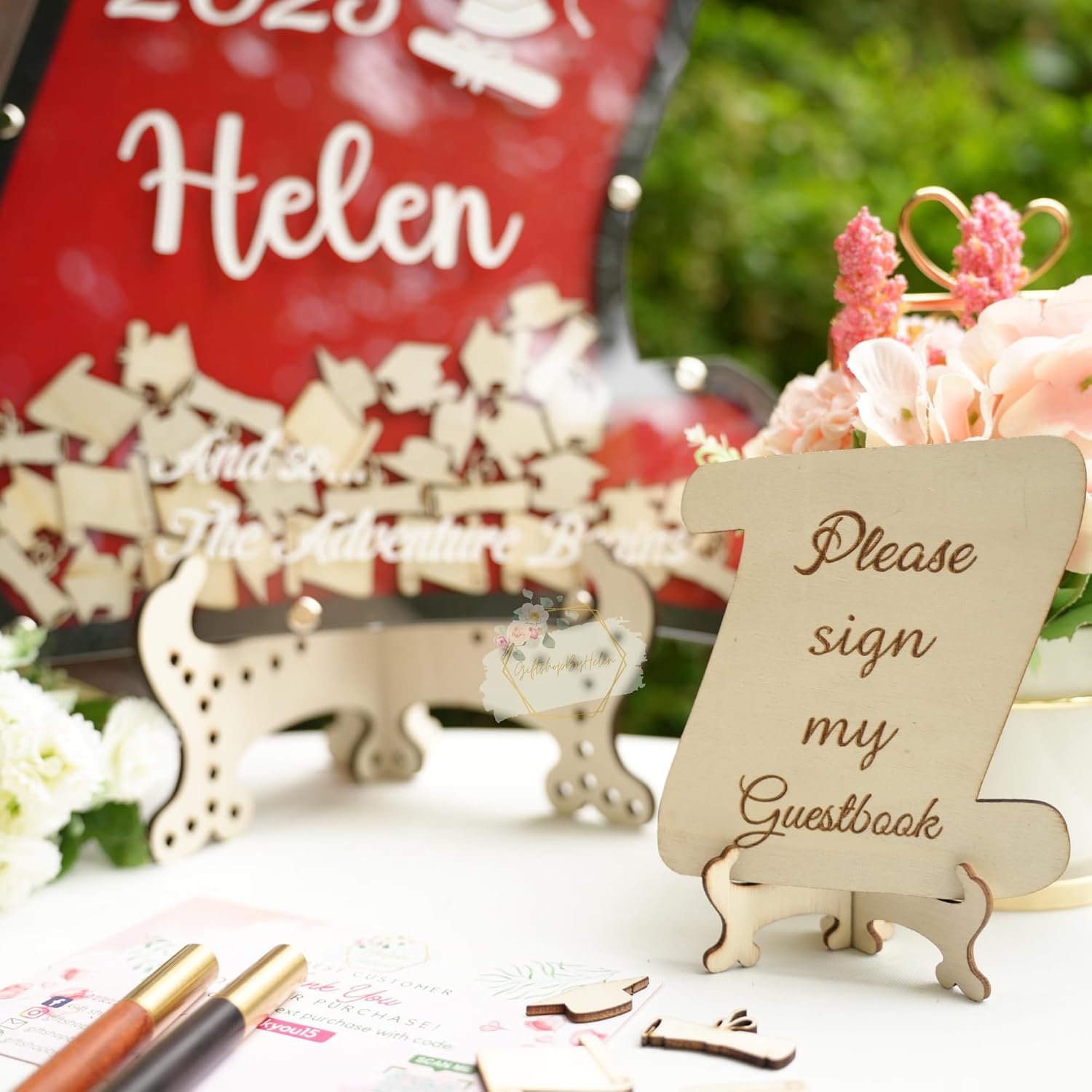 Graduation Guest Book Alternative Wooden Drop Box Frame Diploma Scroll 2026 image 3