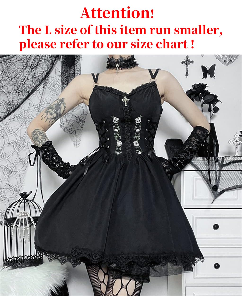 Goth Dress for Teen Girls Juniors Or Women for Cocktail Evening Party: Medium Black 9