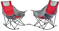 Vista 31 de SUNNYFEEL Silla Mecedora de Camping, Reclinable Acolchada de Lujo, Silla Plegable de Jardín de Gran Tamaño con Bolsillo, Resistente