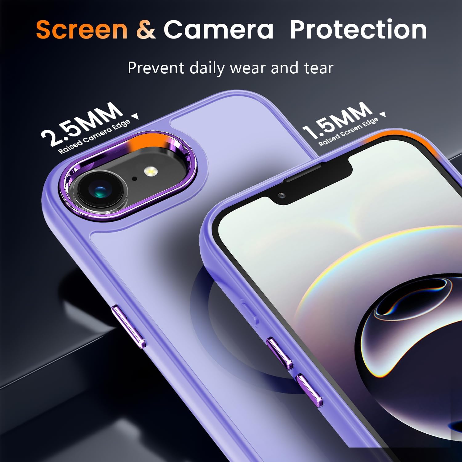 WRJ Case for iPhone 16e with Screen Protector, Magnetic Translucent Phone Case for Women Men [Compatible with Magsafe] Slim Anti-Fingerprints Shockproof Protective Cover-Light Purple - Image 5