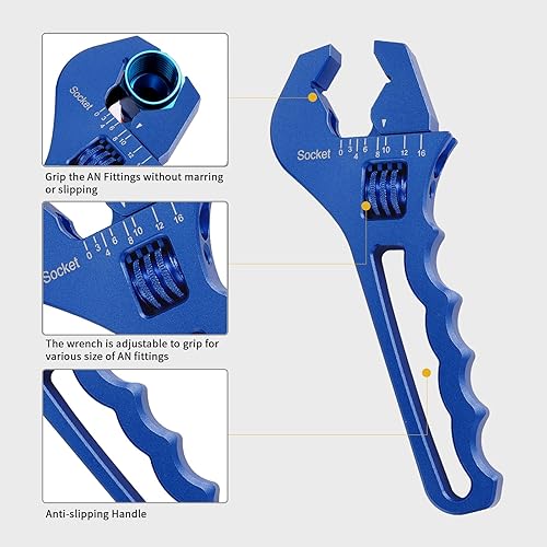 Miniatura 4 de AOOSEDOO Una llave ajustable para accesorios de manguera, llave ajustable de aluminio ligero 3AN-16AN, una herramienta de llave de accesorios, para
