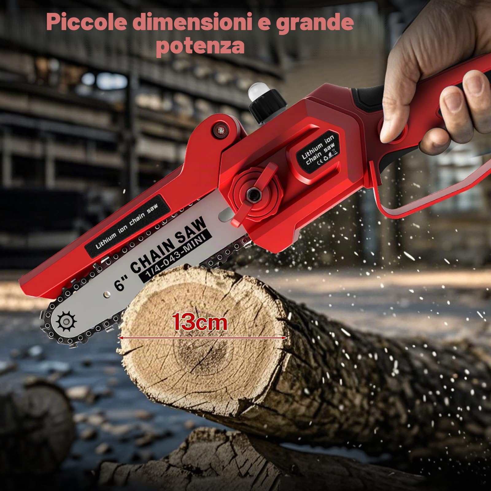WingFly 2-in-1 Mini Motosega a Batteria con Asta Telescopica, 6 Pollici Mini Motosega Senza Spazzole con 4000mAh Batterie, Sistema di olio automatico, fino a 4,5 m di lunghezza di lavoro
