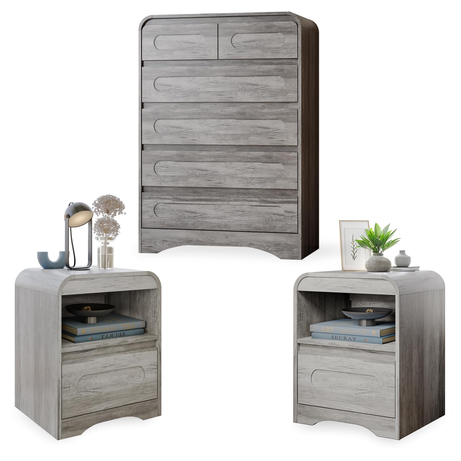 3 Piece Bedroom Set, Dresser and Nightstand Sets for Bedroom