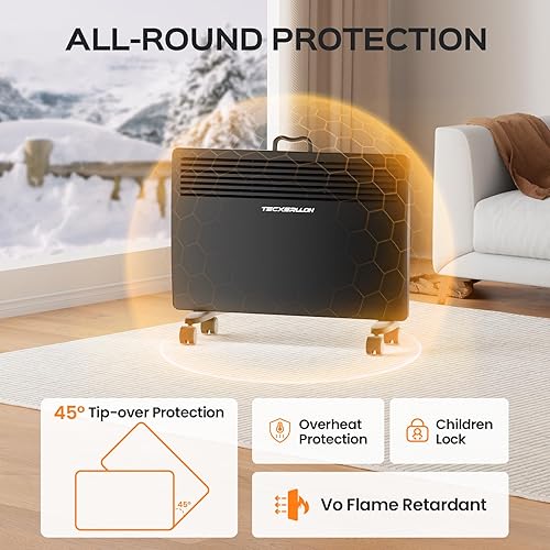 Miniatura 6 de Calentador de espacio de convección de 1500 W para dormitorio, sala de estar y oficina, calentador de espacio de convección con termostato,