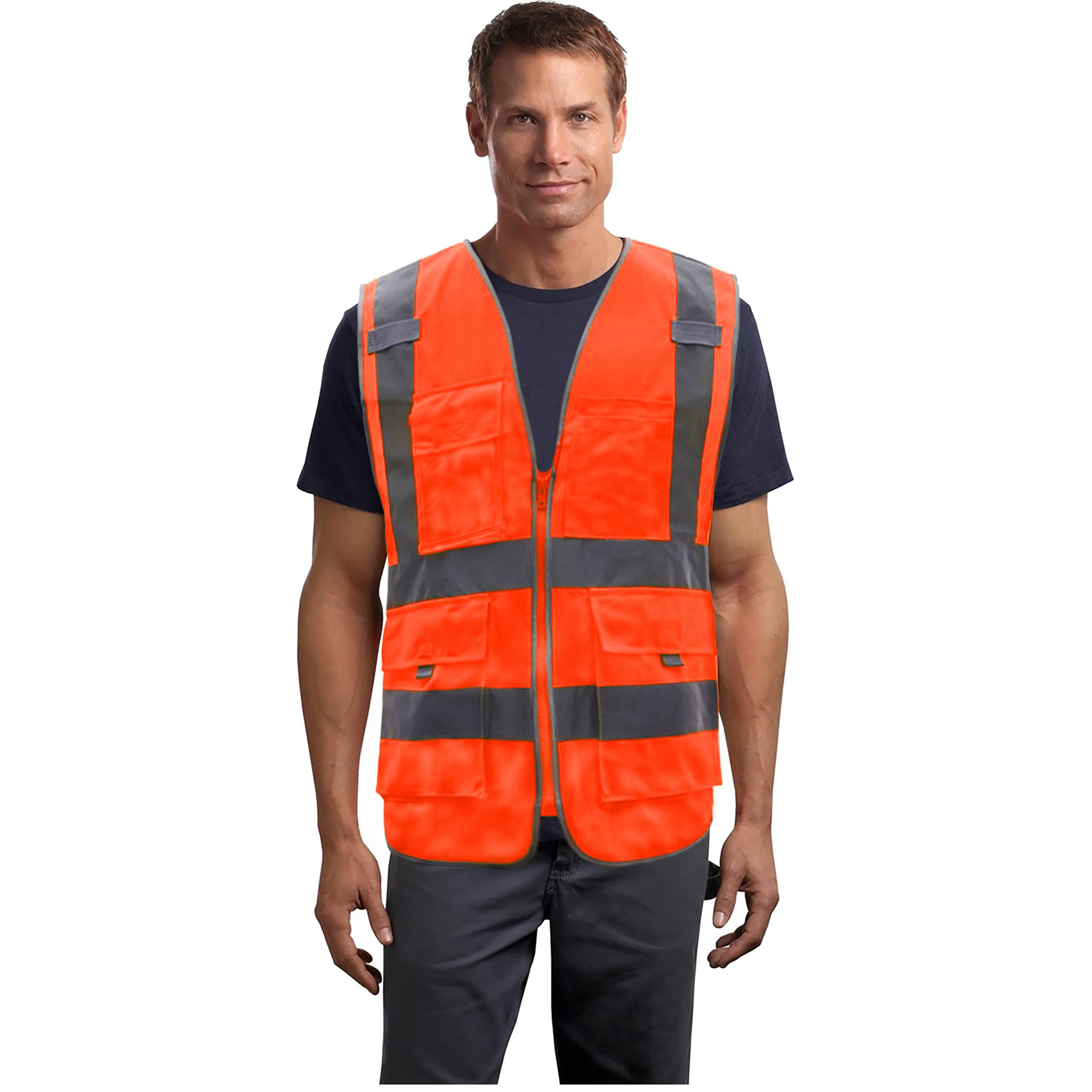 VRITRAZ Reflective Safety Vest and 2 Armband, High Visibility Neon Waistcoat for Running Cycling Sports with 2 Inch Reflective Strips