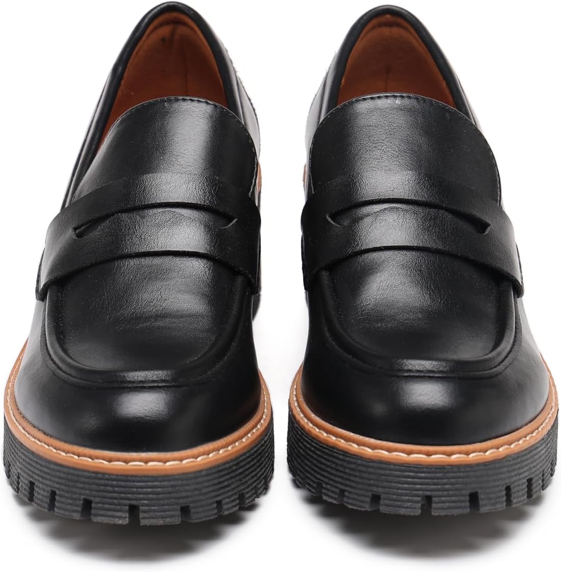 TYNDALL Womens Business Casual Shoes Women's Platform Heeled Chunky Penny Loafers Shoe - Image 8
