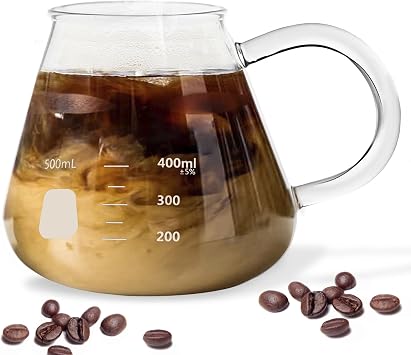 Erlenmeyer Flask Mug - Beaker Coffee Mug with Measurements - Borosilicate Thick Durable Glass 16.9oz 500mL Capacity - Great Gift for Anyone who Loves Science & Chemistry