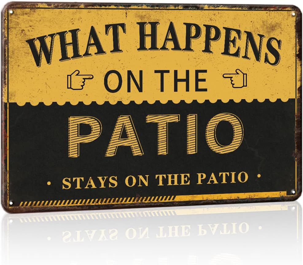 Porch Sign Set, Porch Decor for Home, Bar, Farmhouse, 12x8 Inches Aluminum Metal Wall Sign - This is Our Happy Place & Welcome to Our Porch Sign