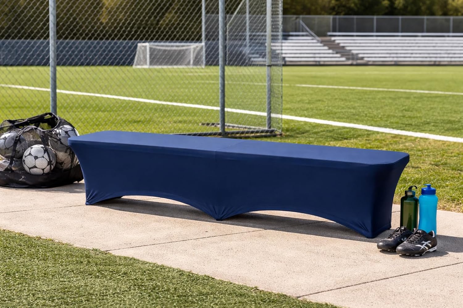 YOUR CHAIR COVERS - Stretch Spandex 6 ft. Lifetime Bench Cover - Navy Blue Removable and Washable Stretch Fit Lifetime Bench Covers