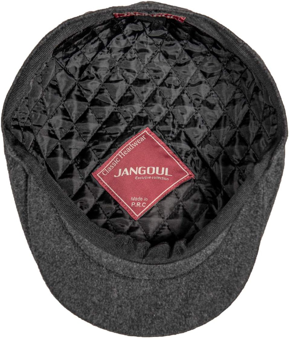 Men Wool Blend 8 Panel Newsboy Cap Tweed Cabbie Hat Snap Brim - Image 7