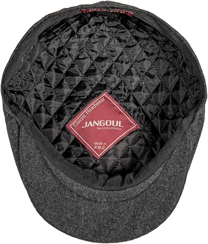 Miniatura 7 de Gorro de lana para hombre con mezcla de 8 paneles, tipo Newsboy, de tweed, de taxista, con borde abotonado