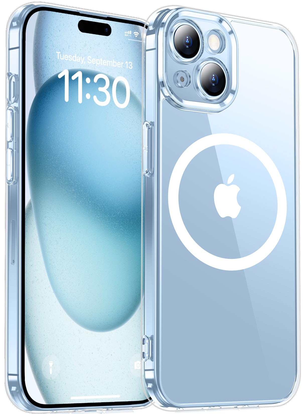 Red2Fire Magnetic for iPhone 15 Case Clear,Upgraded Full Camera Protection,Compatible with Magsafe,Anti-Yellowing Shockproof Protective Phone Case for