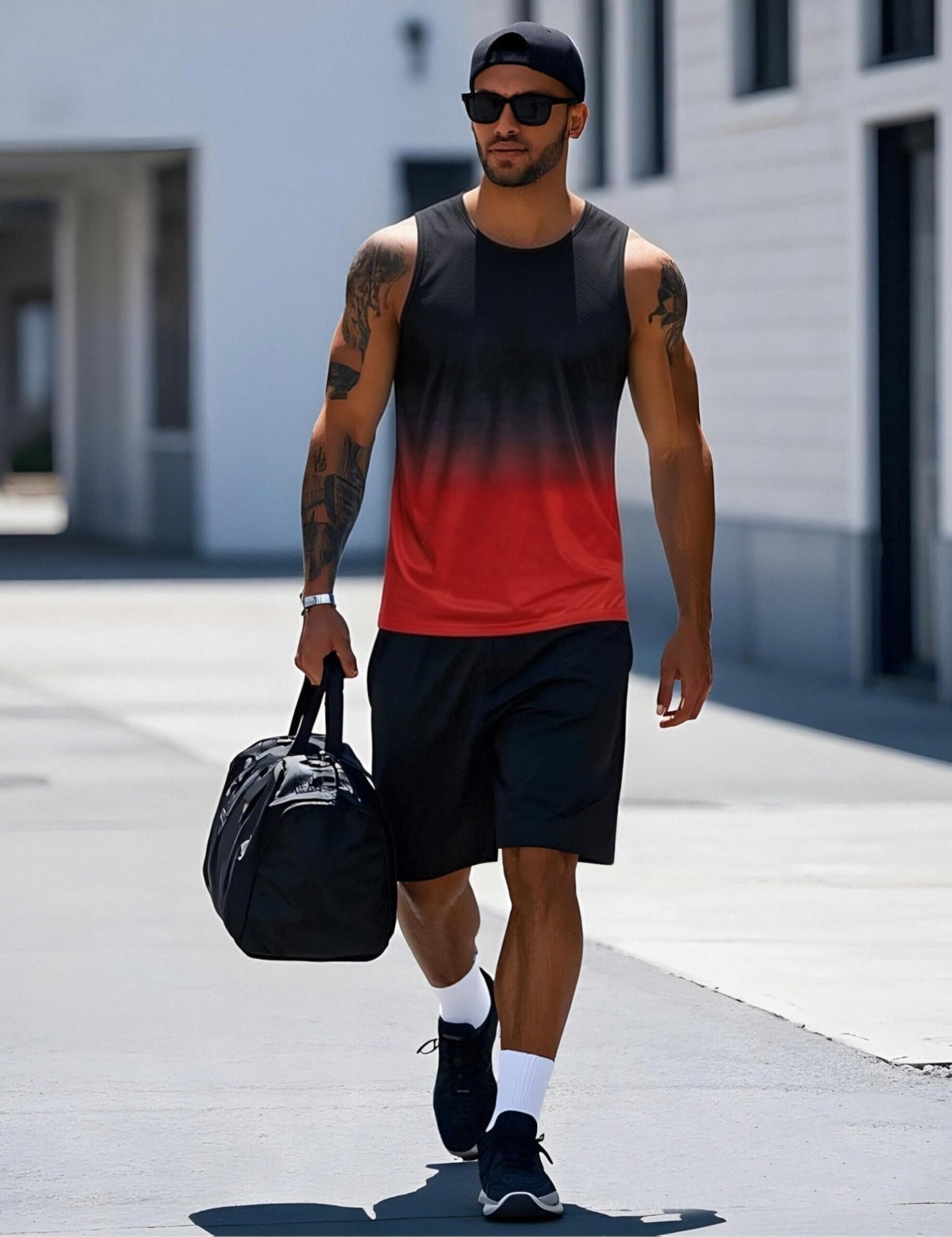 PINSPARK Camiseta de tirantes para hombre, sin mangas, camiseta de entrenamiento, verano, exterior, camiseta funcional - 3