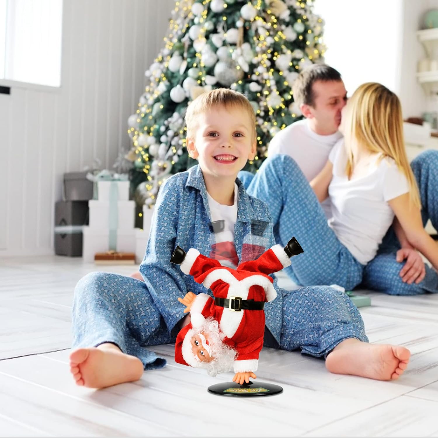 Gfilay Inverted Rotating Dancing and Singing Santa Claus Plush Toy,Electric Santa Animated Christmas Decorations for Kids