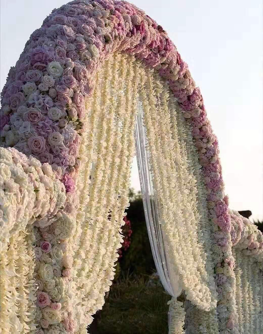 32.8Ft Artificial Silk Wisteria Vine Hanging Flowers Garland Home Outdoor Wedding Arch Garden Wall Decor,Pack of 10 (Off White)