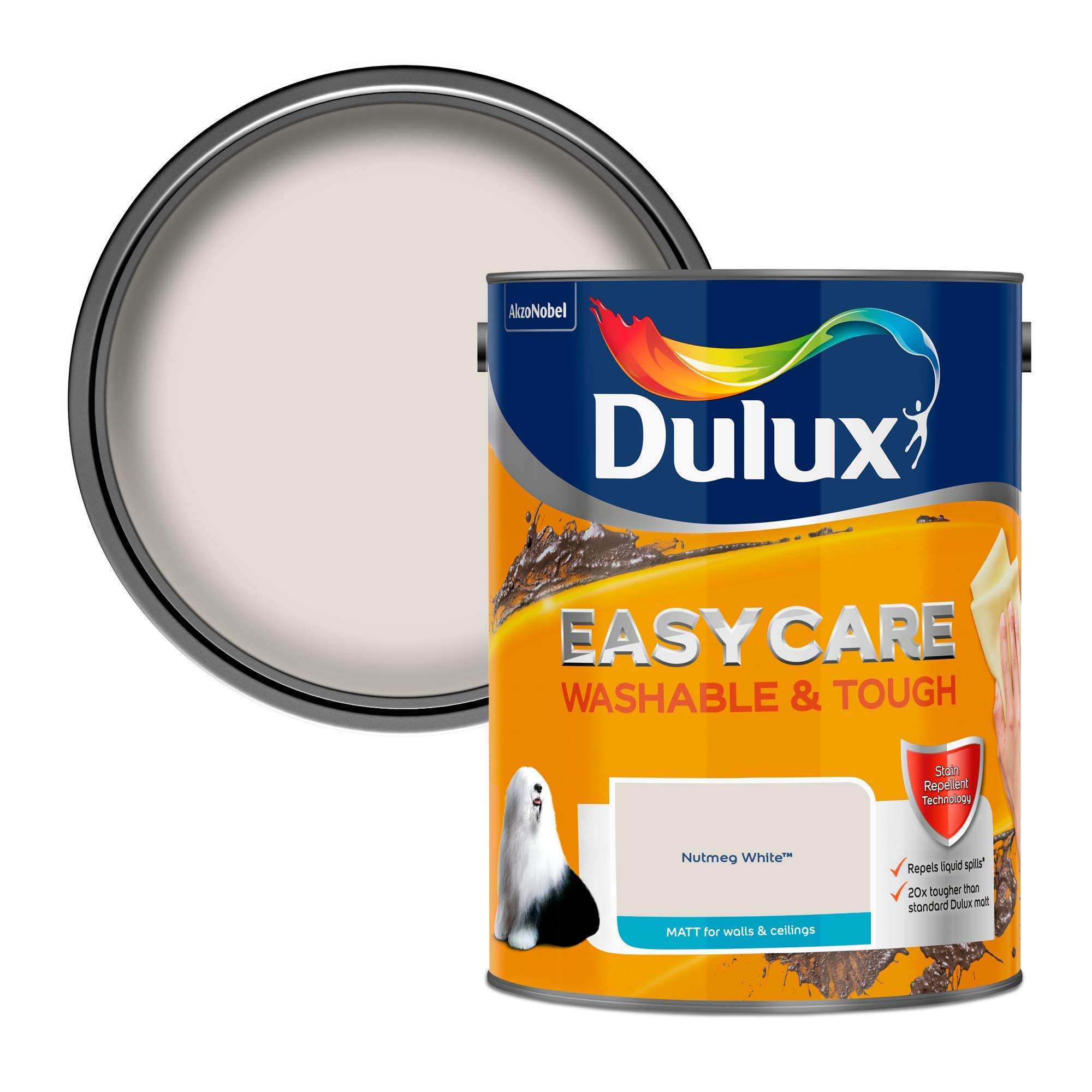 Dulux Nutmeg White Easycare Washable & Tough Matt Emulsion Paint - 5L