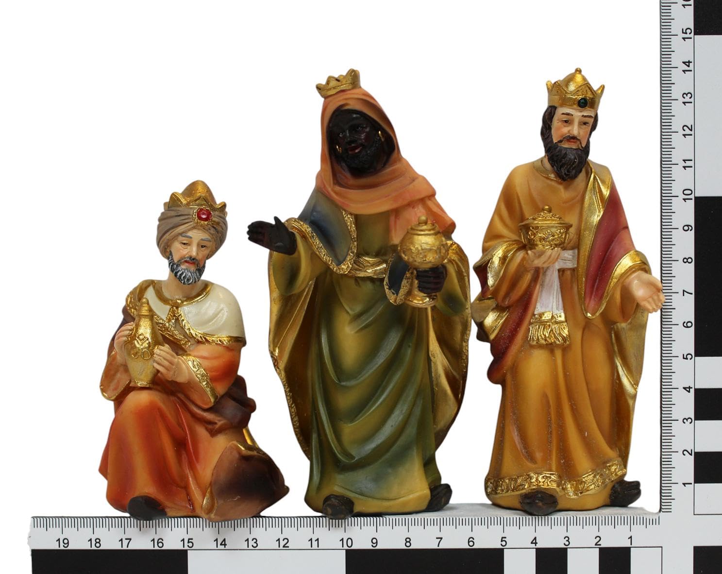 ZICOM Krippenfiguren Miniaturfiguren Heilige DREI Könige Höhe 14cm (Caspar, Melchior und Balthasar) handbemalt Polyresin, Modellbau Puppenhaus