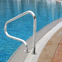 Swimming Pool Safety Hand Rail Inground Pools Handrails,Swimming Pool Handrails,3-Bend Pool Stair Rail,Ramp Ladder Stair Handrail, Safe and Non-Slip,Silver