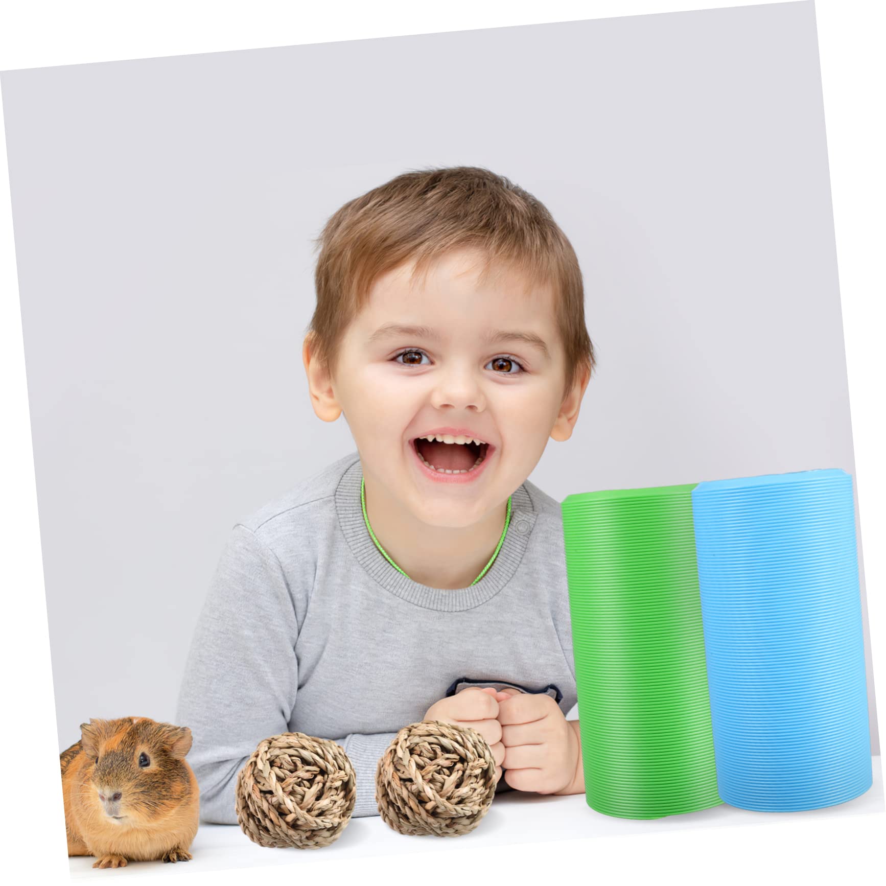 MERRYHAPY Hamster Tunnels with Hand Woven Grass Balls Flexible Pet Tube for Hiding and Playing for Gerbils and Animals Fun Teeth Grinding Tunnels and Grass Balls