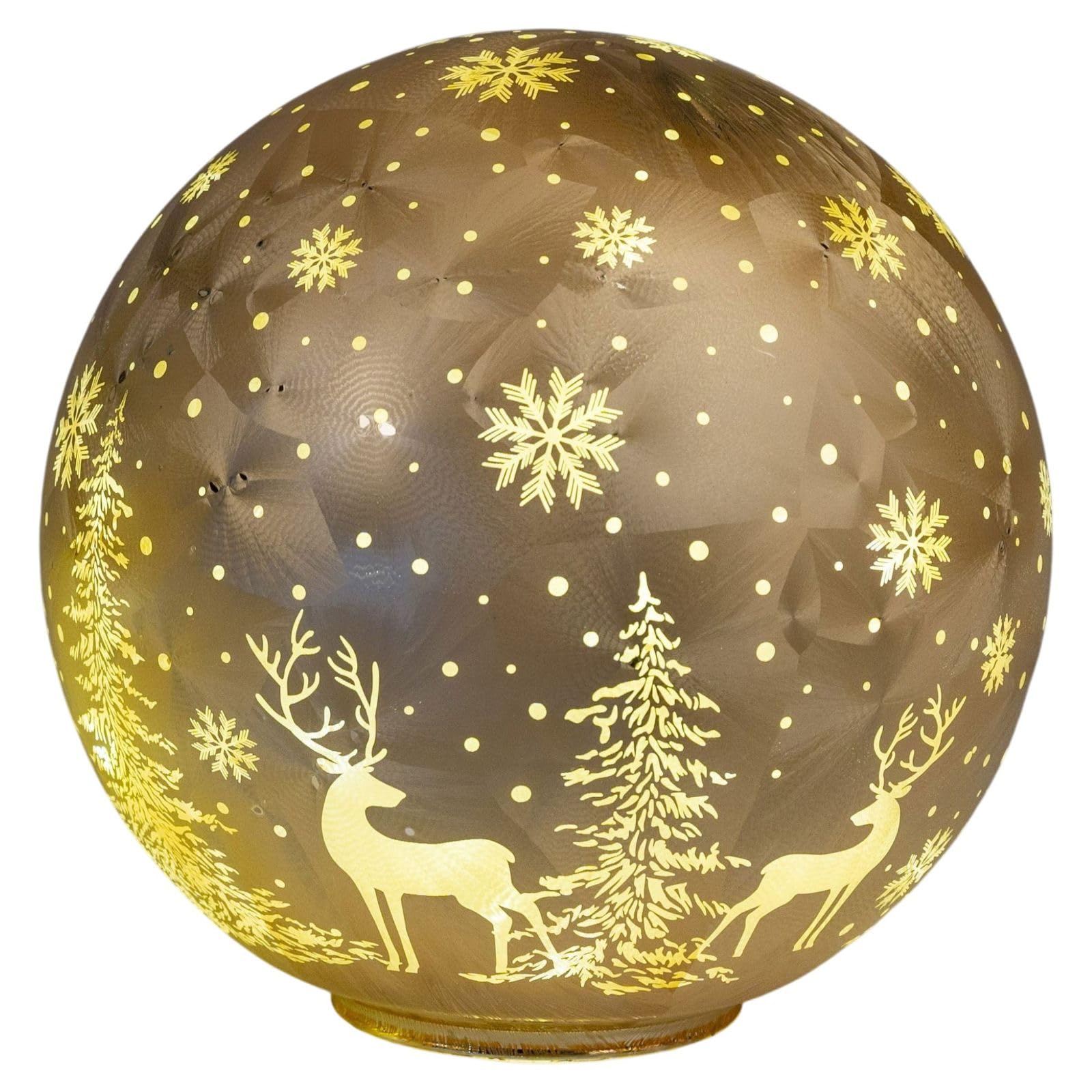 formano Sfera luminosa a LED, 20 cm, girevole, con timer, motivo cervo, colore: oro gelato
