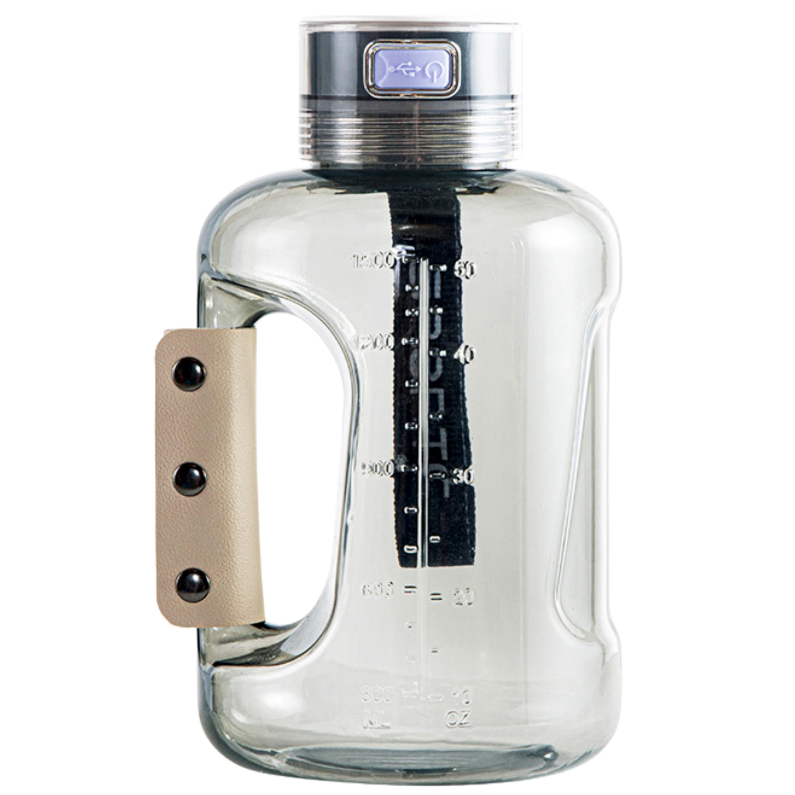 AVUX Portable Leak-Proof Hydrogen Water Bottle Generator- A Grey Colored Big 50 Oz. / 1.5L Large Capacity with SPE and PEM Technology 1300ppb Hydrogen Boosting Water Ionizer Pitcher for Fitness