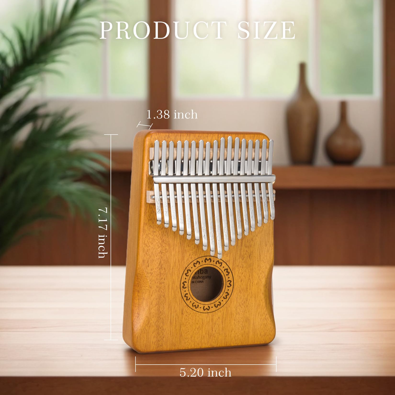 Kalimba Piano à Pouce 17 touches, Piano à Doigt Mbira Instruments de Musique Portables pour Adultes Débutants (Bois Clair)