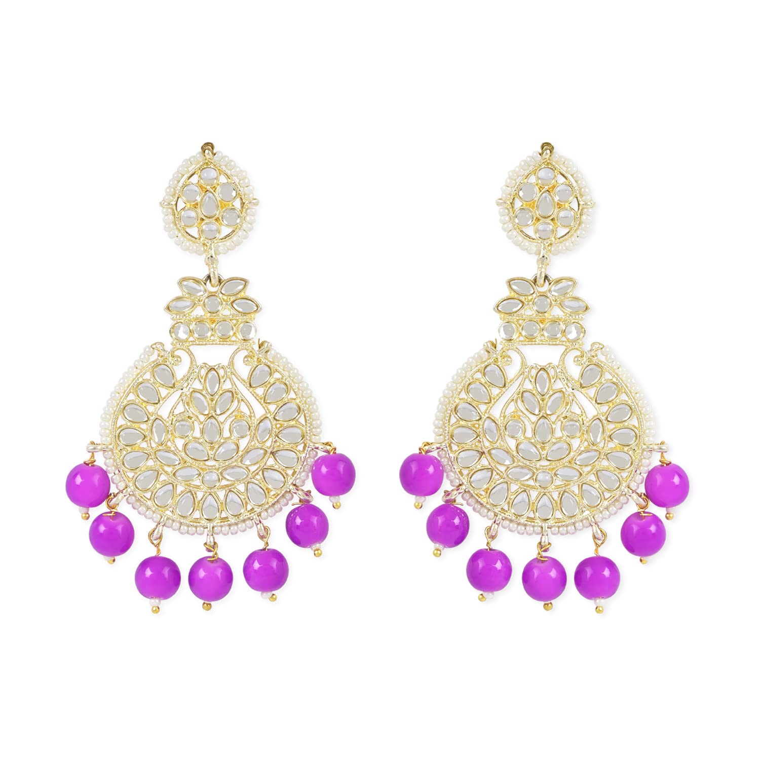 I Jewels Gold Plated Traditional Beaded Chandbali Earrings Glided with Kundans and Pearls For Women/Girls (E3001Pu) (B0C23QQH8J) Amazon Price History, Amazon Price Tracker