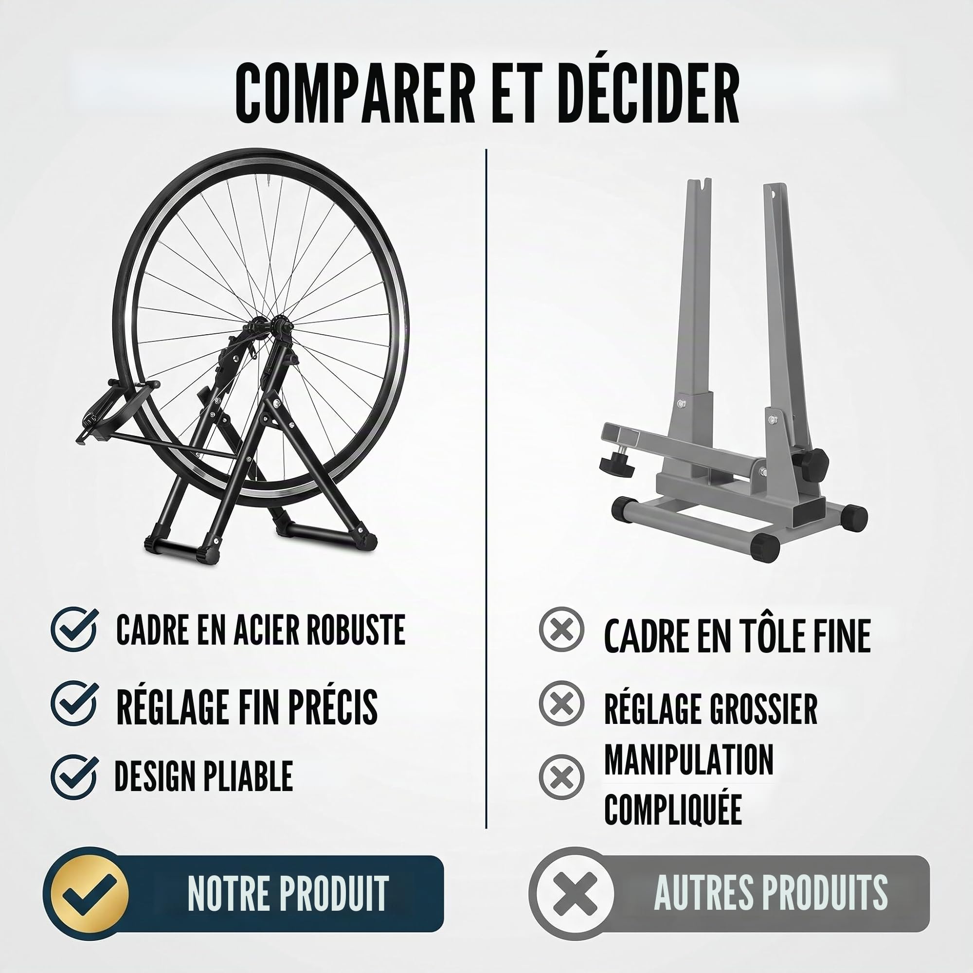Centreur de Roue Vélo, Supports de Roue de Vélo en Alliage D'aluminium Pied de Centrage pour Réparation de Vélos