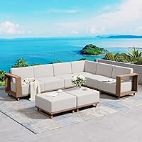 SUNSHINEVALLEY L-Shaped Rattan Wicker Sectional Sofa with 10" Ultra-Thick Cushions - All-Weather Outdoor Patio Conversation Set, Beige
