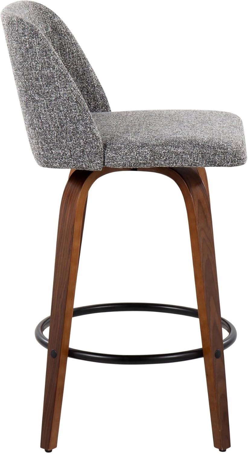 LumiSource Toriano Counter Stools for Kitchen Counter, Counter Height Chairs, Bar Stools Set of 2, Counter Height Chairs, Bar Stools for Kitchen Island (Grey Noise Fabric)