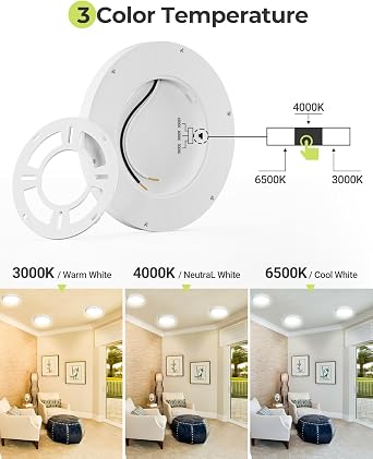 hepside 1PACK Flush Mount LED Ceiling Light Fixture Black, 4.7Inch 8Watt, 3000K-4500K-6000K 3 Color Temperatures Ceiling Lamp Low Profile Ceiling Light for Closet Basement Hallway Porch