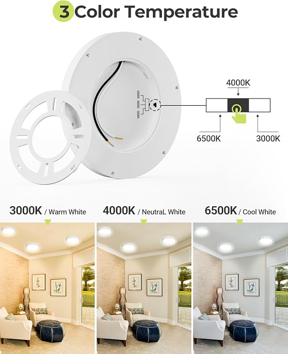 hepside 1PACK Flush Mount LED Ceiling Light Fixture Black, 4.7Inch 8Watt, 3000K-4500K-6000K 3 Color Temperatures Ceiling Lamp Low Profile Ceiling Light for Closet Basement Hallway Porch