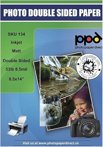 PPD Inkjet Mate de doble cara pesado papel de calidad fotográfica Legal 85 x 14 53lbs 741ozm 9 mil x 50 hojas PPD134-50