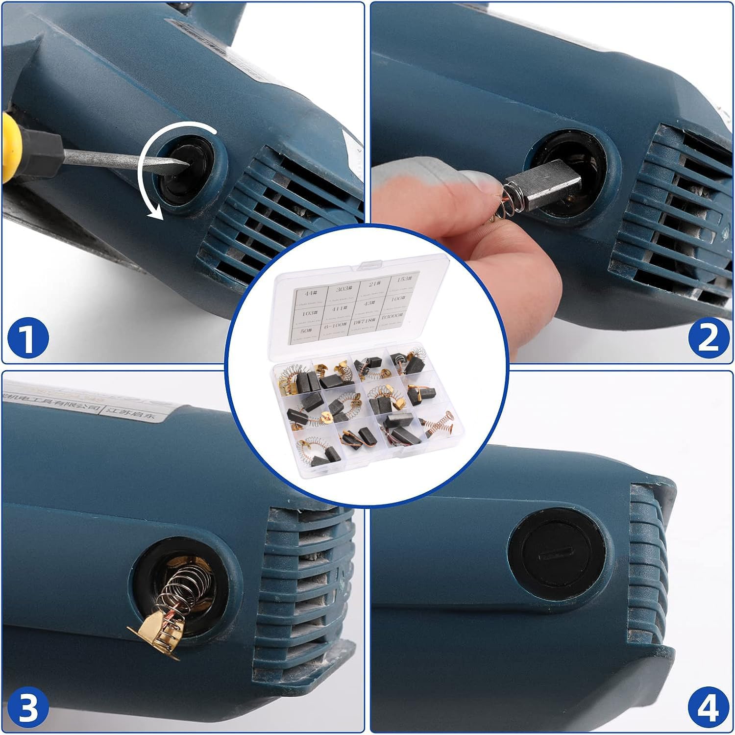 RUNCCI-YUN 24Pezzi 12 modelli Carbonio Spazzole,Spazzole di Carbone Per Utensili Elettrici,Carbonio Spazzole Riparazione Parte,Sostituzione Della Spazzola di Carbone Per Generico Motore Elettrico