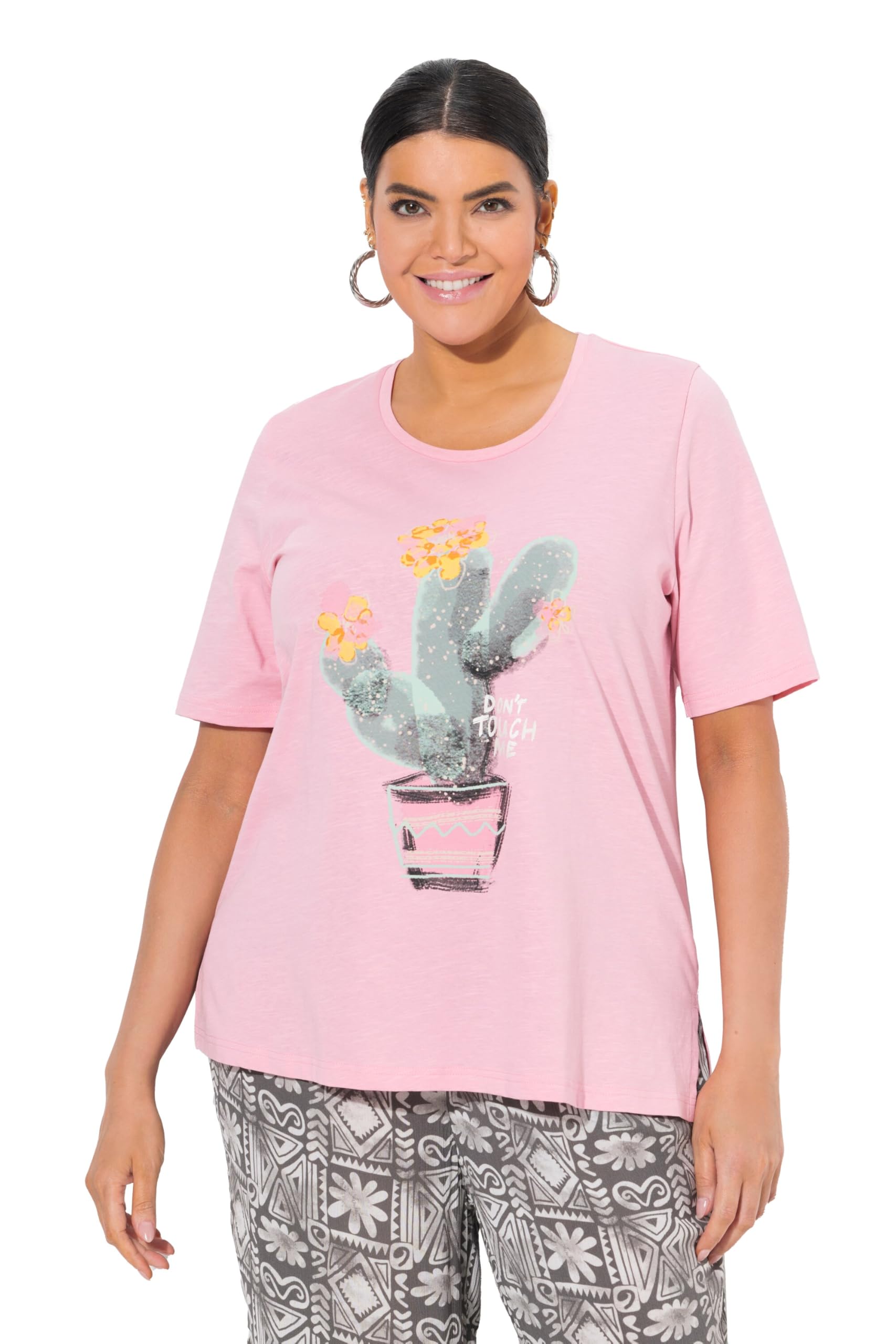 Ulla Popken Damen große Größen Übergrößen Plus Size T-Shirt, Kaktus, Classic, Rundhals, Halbarm 839876