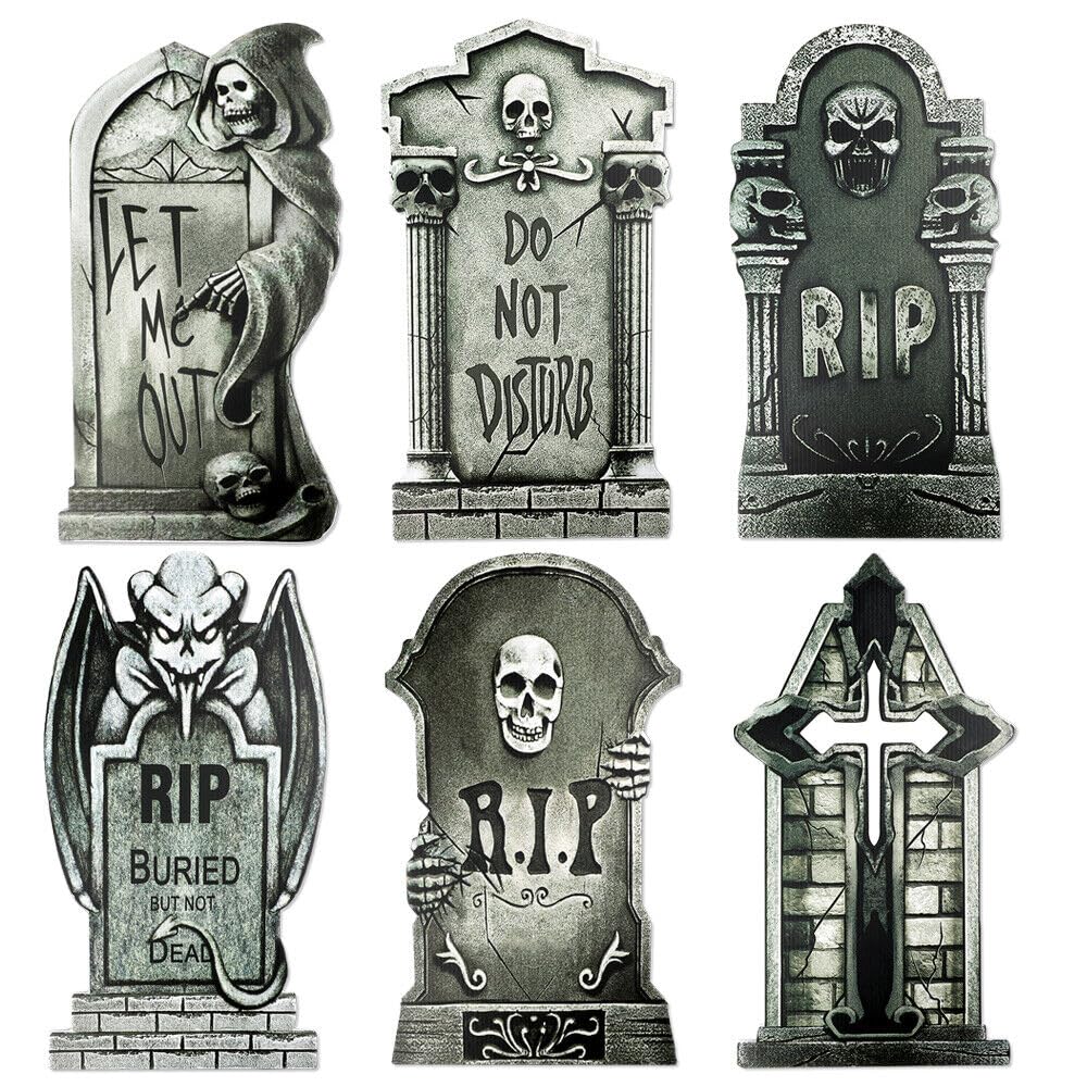 Sanjianke-Fs As Shown 6 Pack Halloween Rip Graveyard Tombstones Decorations, Headstone Decorations For Halloween Yard Decorations