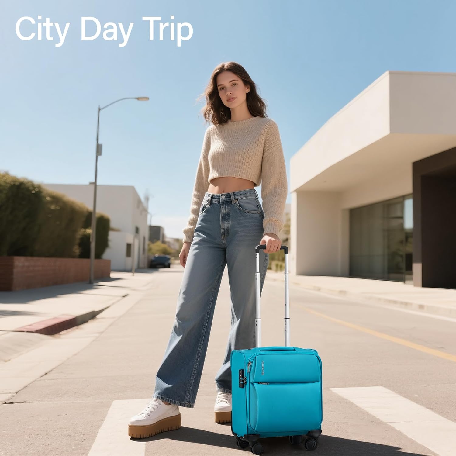 hanke 16 inch underseat carry on luggage with spinner wheels for airline, small softside tsa approved luggage lightweight rolling suitcases under seat travel carry-on bag(caribbean blue) 16-inch underseat caribbean blue