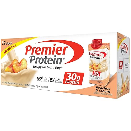 Premier Protein Batido de proteína alta, melocotones y crema, 132 onzas líquidas, 132 onzas