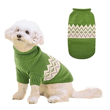 Queenmore Warm Dog Sweater, Soft Pet Knitwear, Knitted Pullover, Winter Pet Clothes for Small Medium Dogs Cats