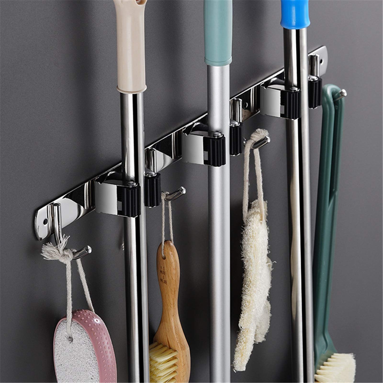 Besenmopphalter zur Wandmontage Mop-Besenhalter Wandmontage Mop Halter Wandmontaged für Garten, Küche(Black)